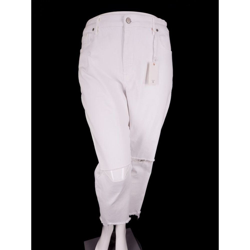 GOOD AMERICAN New Plus Size 18 Good Girlfriend Jeans in White Distressed - Picture 2 of 13